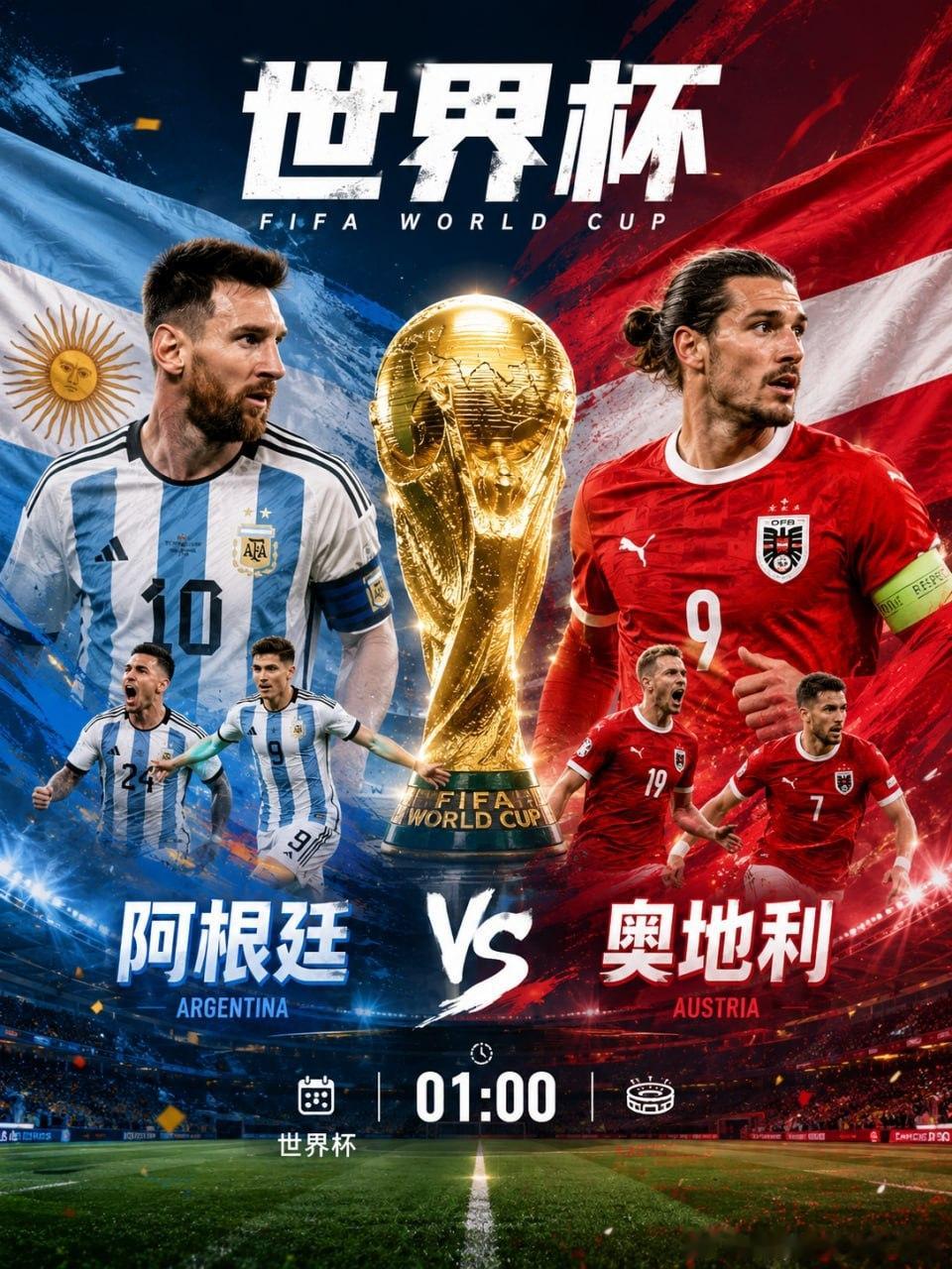 世界杯凌晨继续开战！🔥阿根廷 VS 奥地利强强碰撞，冠军底蕴遇上黑马冲击。是阿