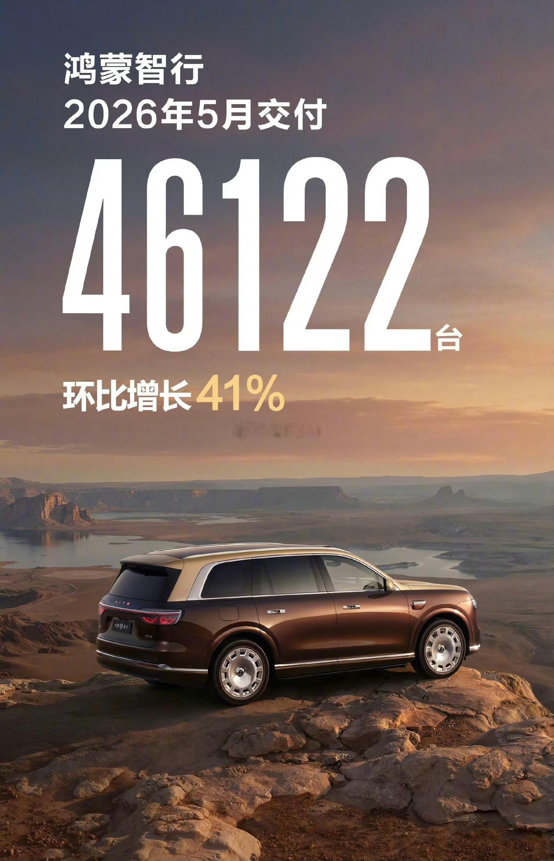 华为一个月4万 2026年月交付 46122 台，实现同比、环比双增长。1-5 