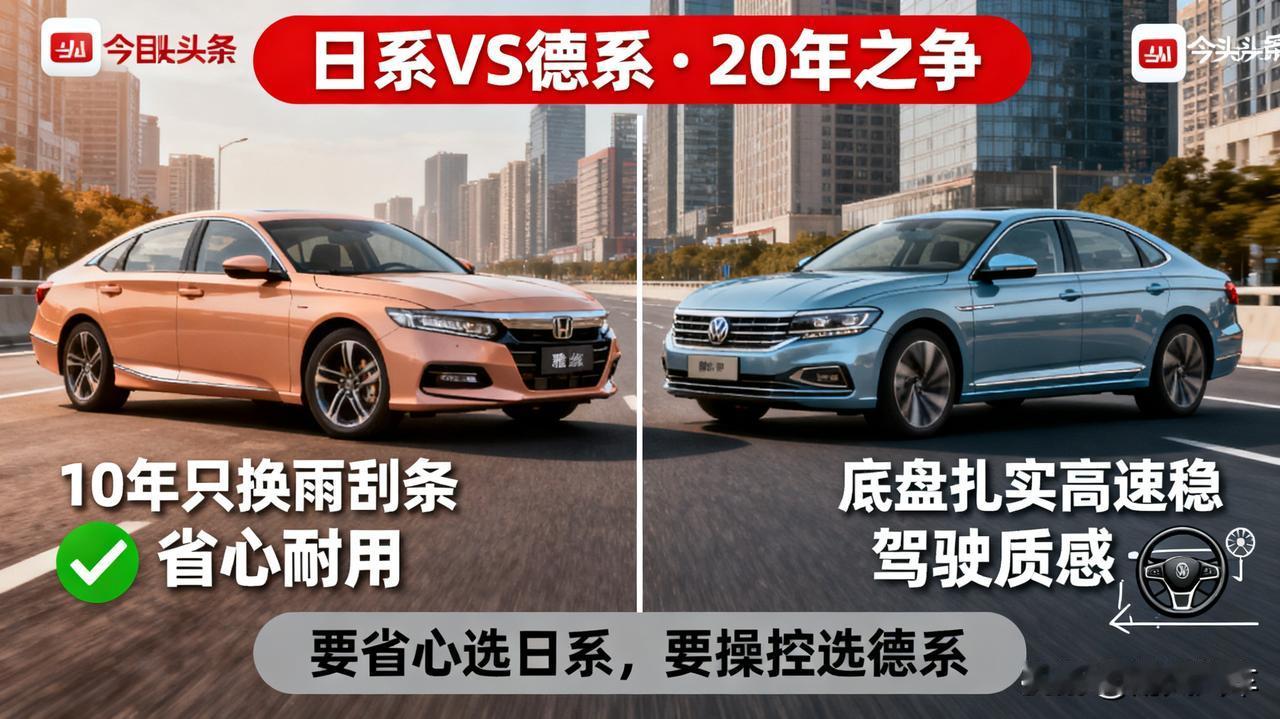 日系VS德系，争了20年

老爸的雅阁，10年只换过雨刮条。我的帕萨特，底盘扎实