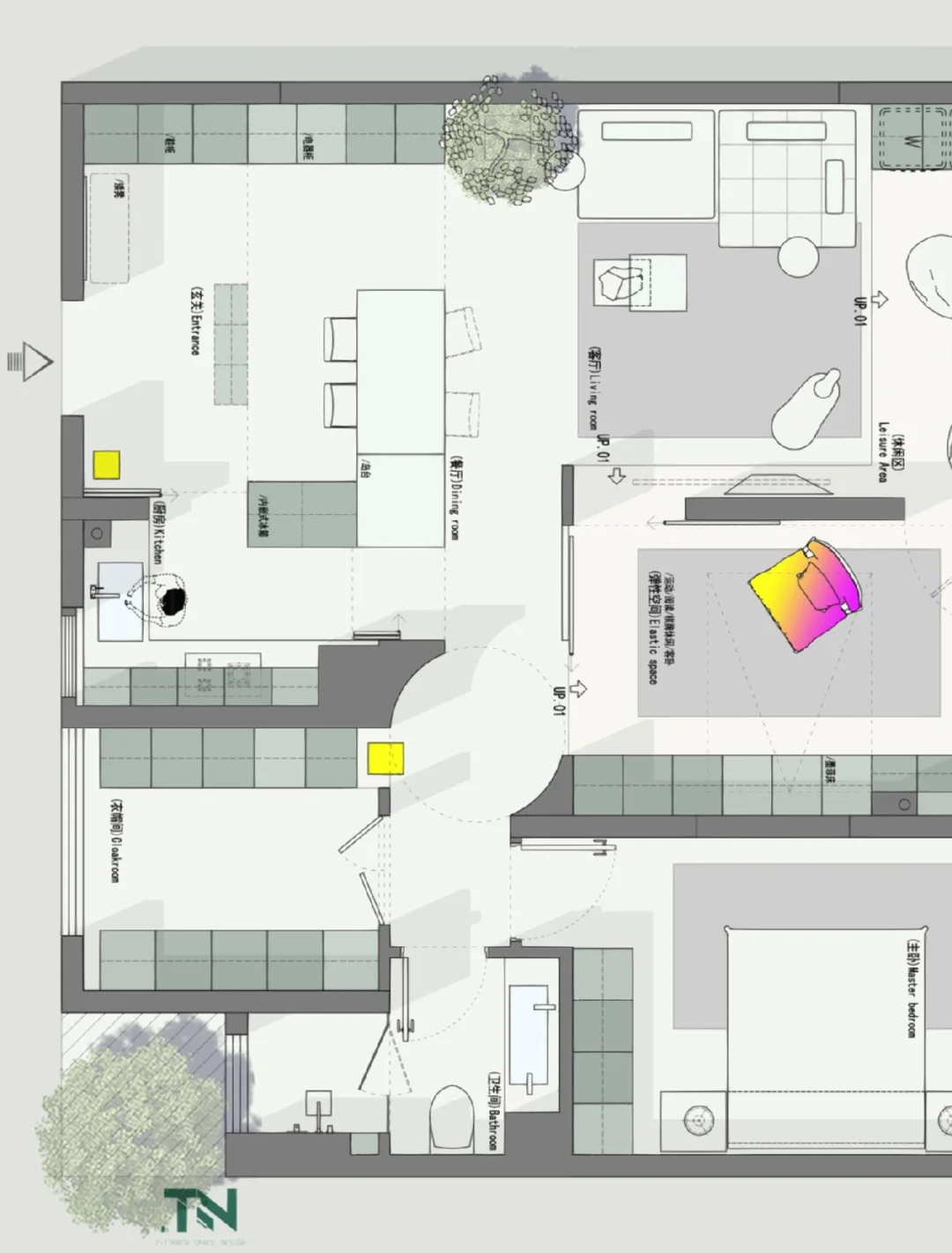 户型优化｜115平两口子的品质生活｜6版方案