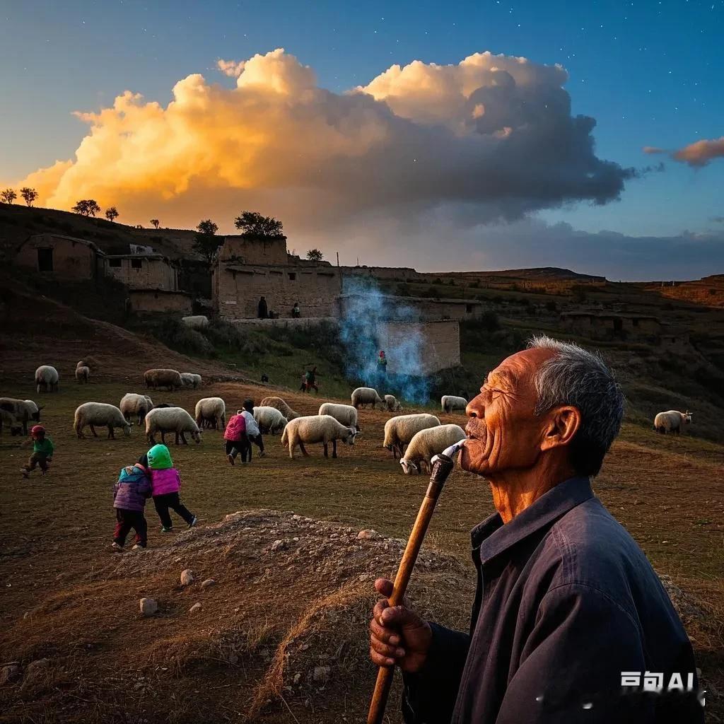 早起推门一仰脖，嚯！这天蓝得能把人吸进去。日头从崖畔畔上滚出来，烫得绵羊都往坡底