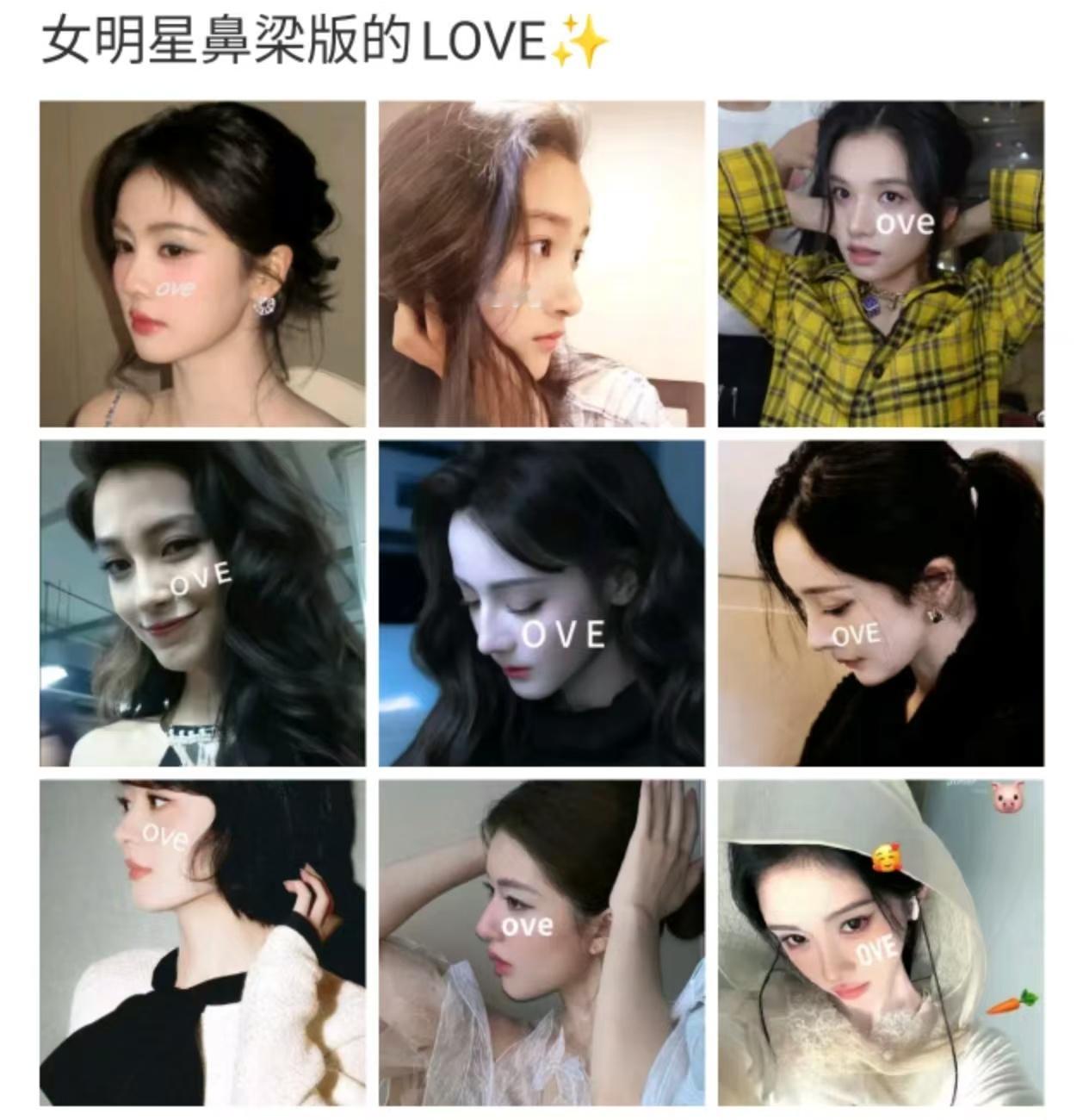 内娱名品鼻女明星love女明星鼻梁版LOVE女明星鼻梁love，好美，[送花花]