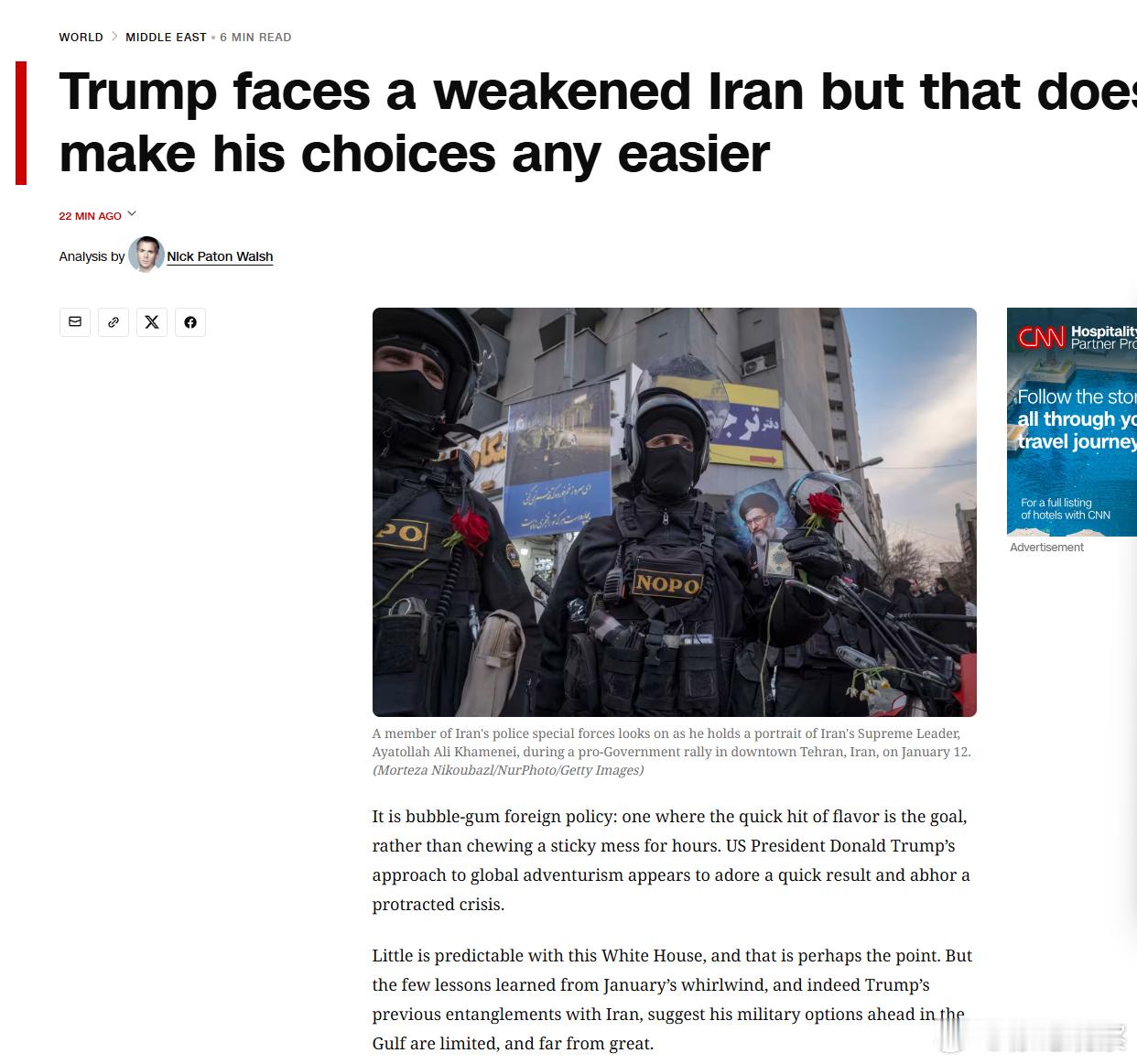 美国媒体都在说美国将在二三天内袭击伊朗。但怎么打众说纷纭。CNN判断很难靠炸弹消