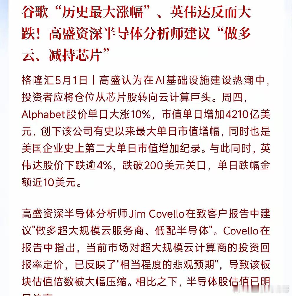 高盛重磅发声“做多云、减持芯片”！A股云计算核心受益龙头全梳理！2026年5月，