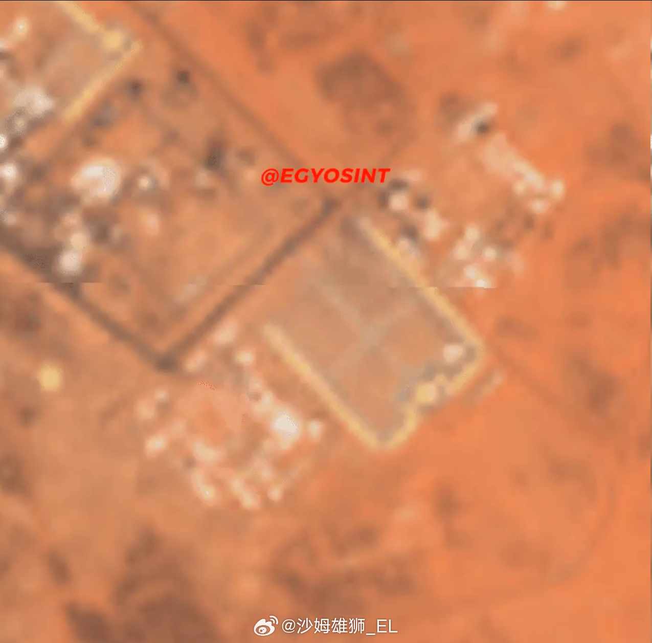 低分辨率卫星图像显示，沙特阿拉伯南部纳季兰省沙鲁拉地区的一个军事基地昨天遭到了也