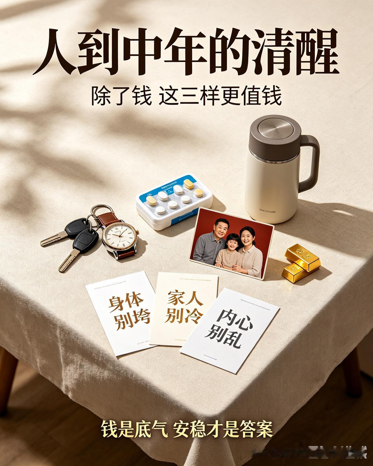 第一位永远是健康，身体垮了再多积蓄都没用；其次是和睦家人，父母安康、伴侣相伴、孩
