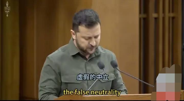 泽连斯基再次谈到中立这个问题，泽连斯基认为，很多国家说的中立，其实是一种“虚 假
