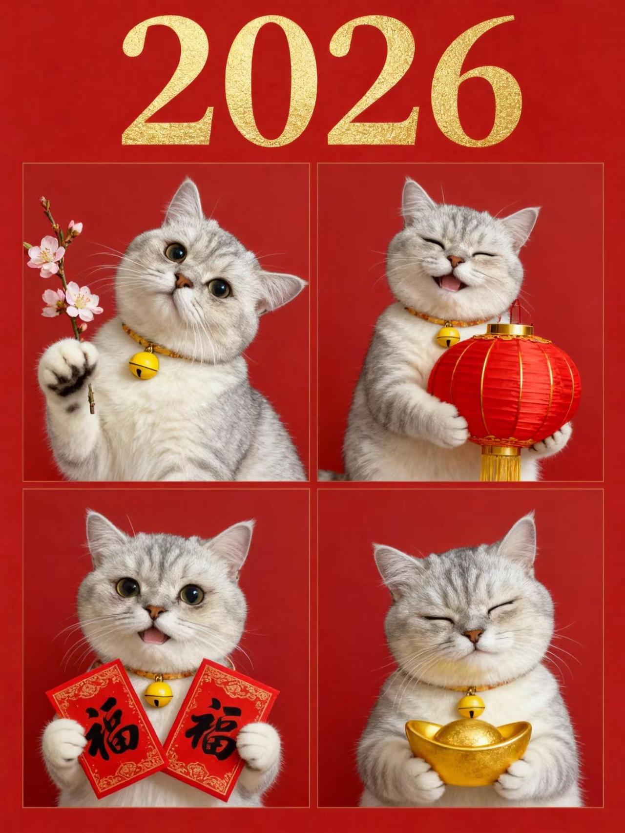 ai新年萌宠贺岁写真 ai创作 银渐层