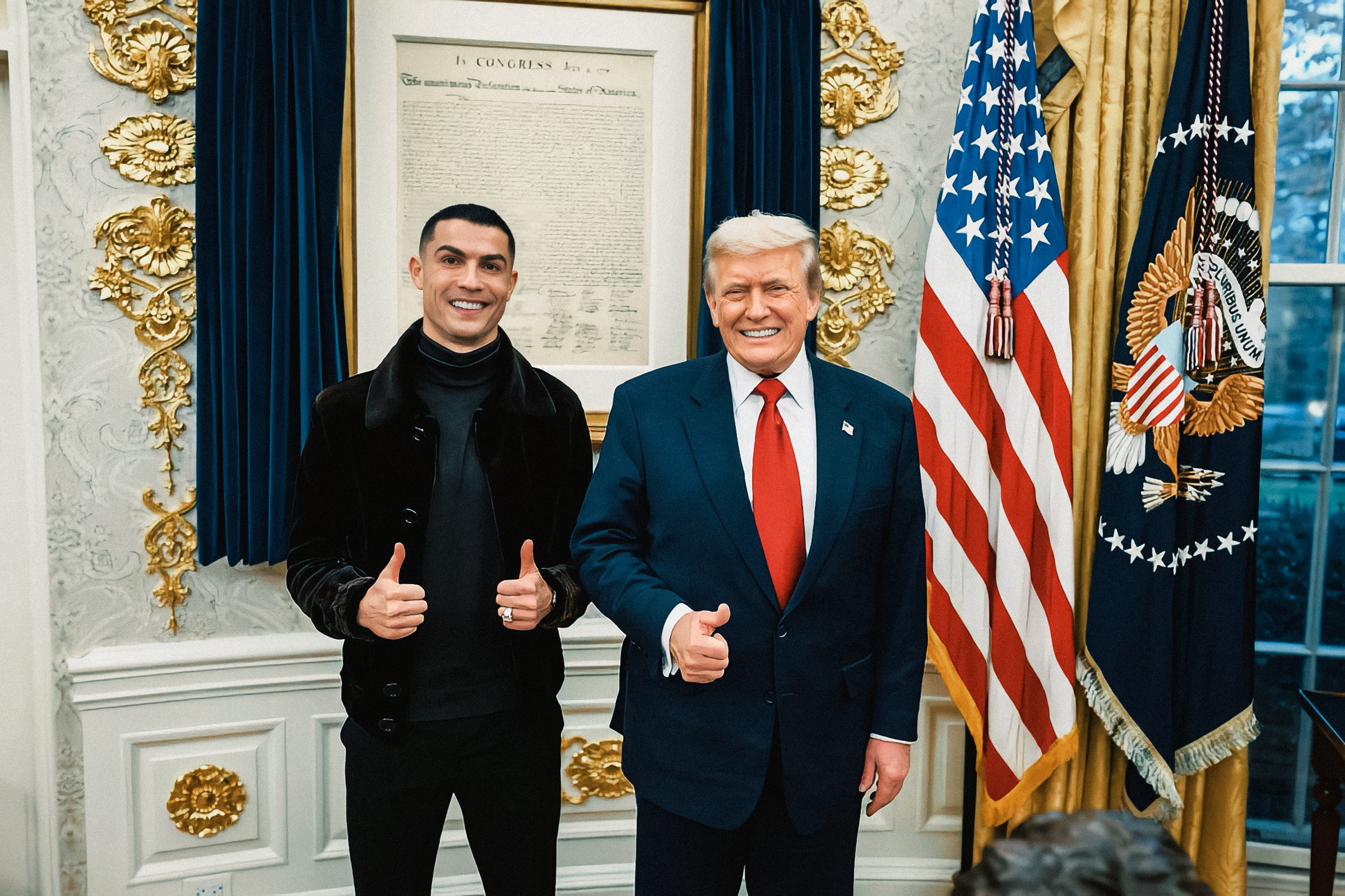 🛑 克里斯蒂亚诺·罗纳尔多在美国白宫露面后，其银行账户余额有望再增加 1 亿美