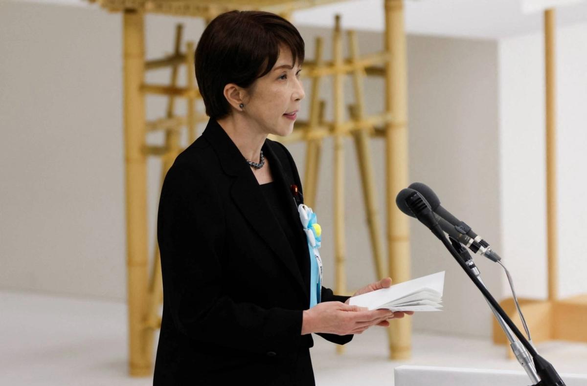 八一五，日本投降81年。高市早苗第一次以首相身份站在全国战殁者追悼仪式的讲台上。