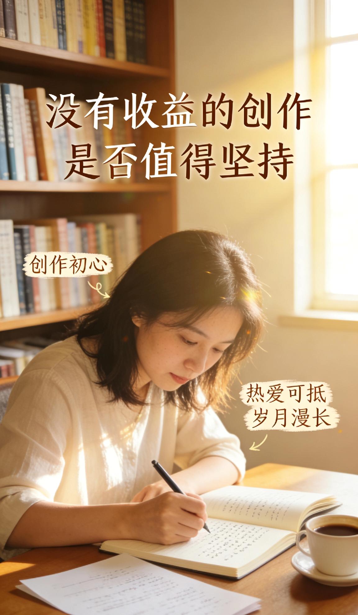 没有收益的创作,是否还值得坚持?创作如果只看收益，很容易就会放弃；可若是为了热爱