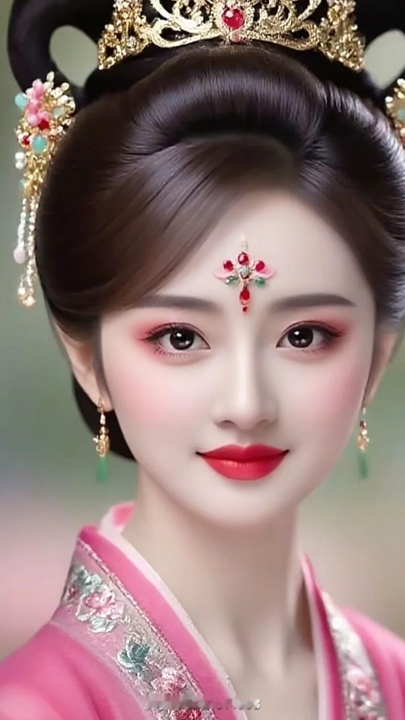 古典美人，粉黛轻施，红唇轻启，宛如画中仙。