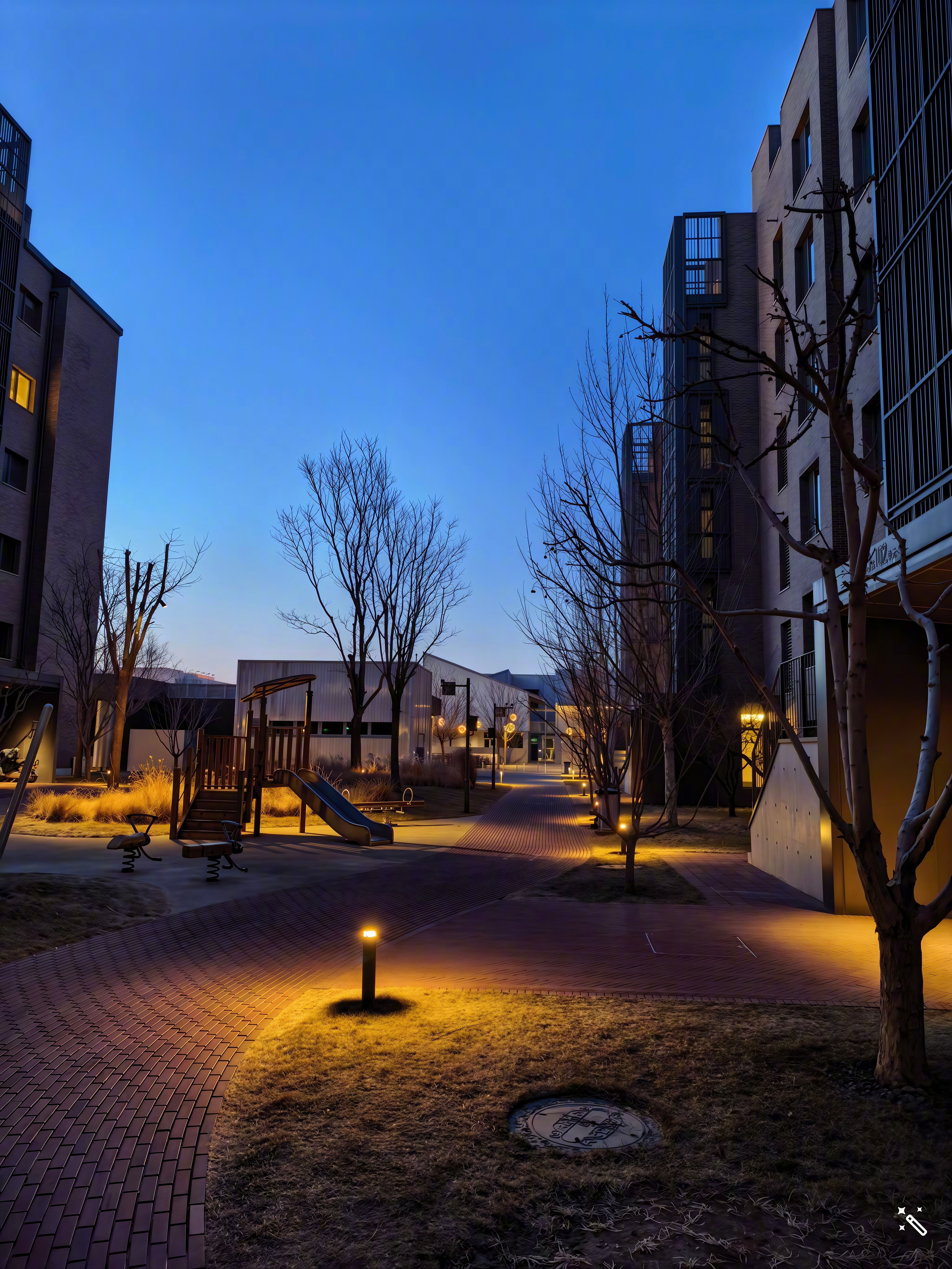 这冷暖色调对撞，真好看。 