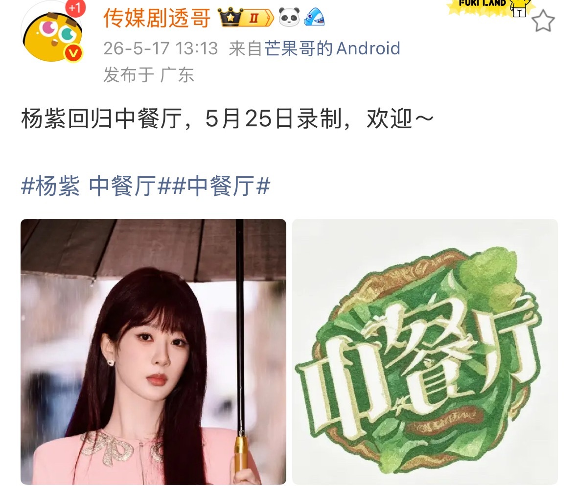 我天，网传杨紫5月25日将回归录制《中餐厅》，这是真的假的黄晓明、杨紫、王俊凯终