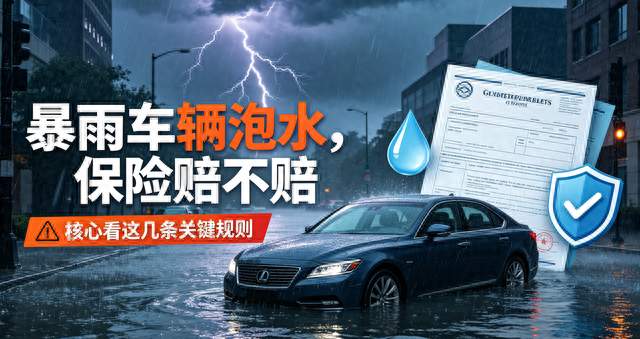 暴雨车辆泡水，保险赔不赔，核心看这几条关键规则