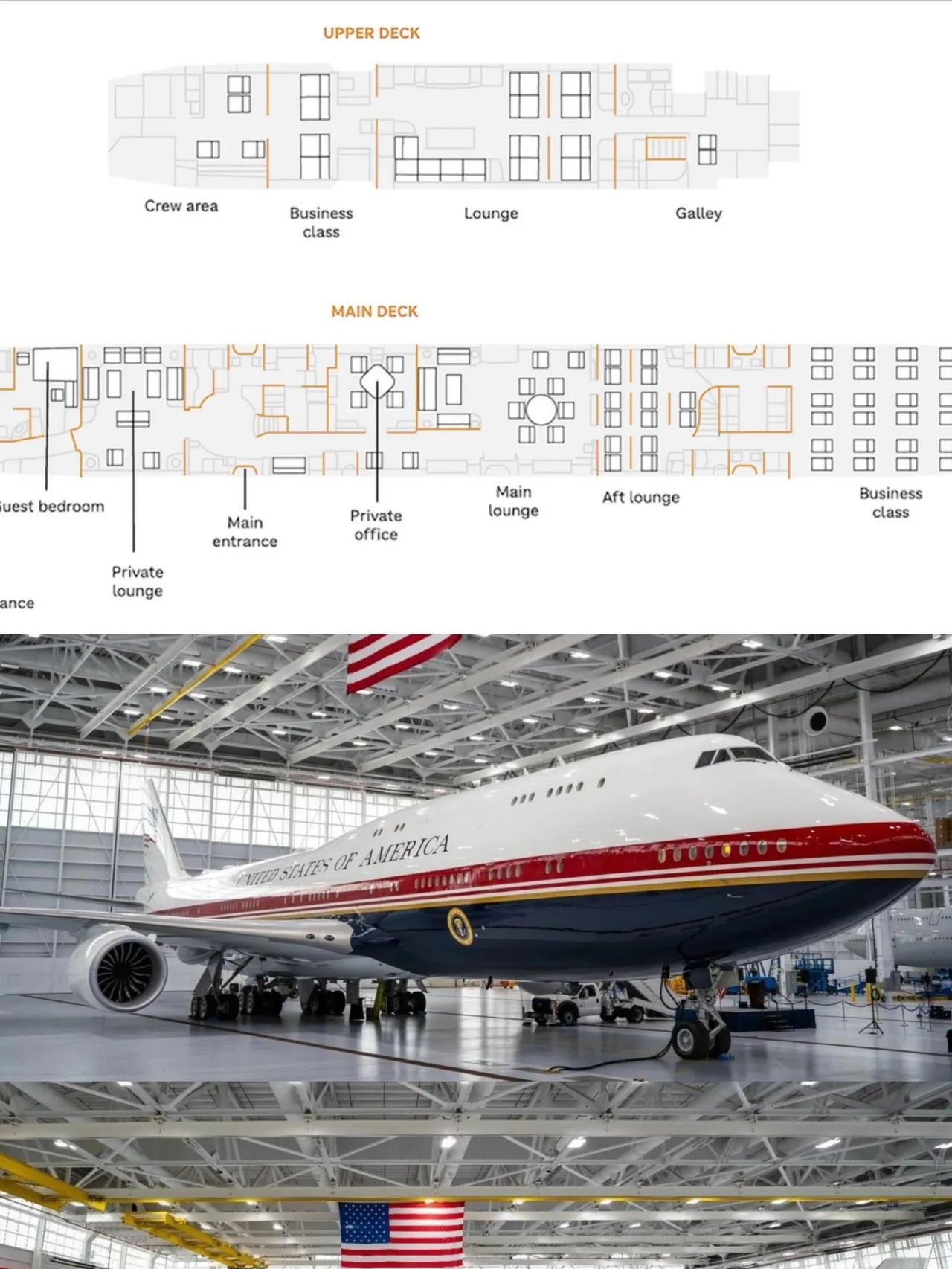 特朗普今天揭幕的新空军一号内部长啥样儿：

1. 面积420平米，共有89个座位