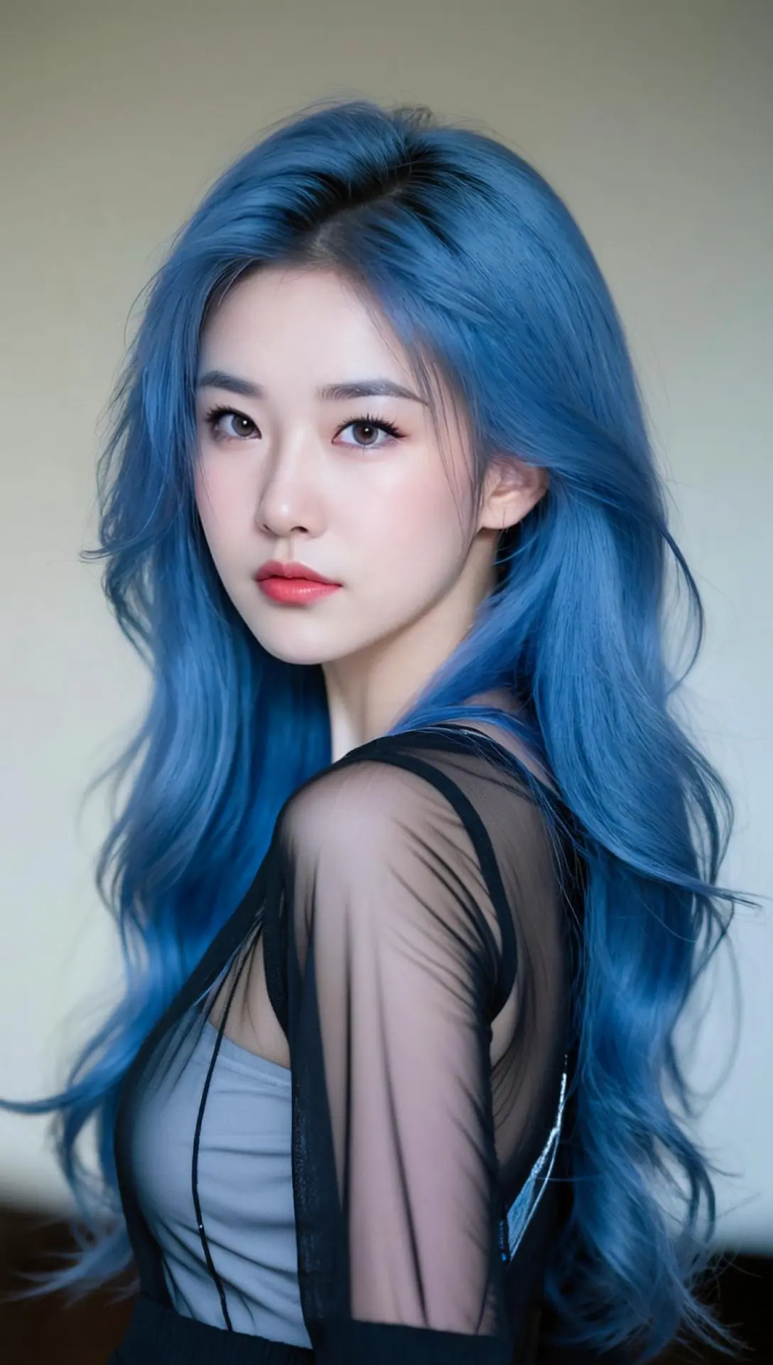 AI蓝发冷感写真 ai创作