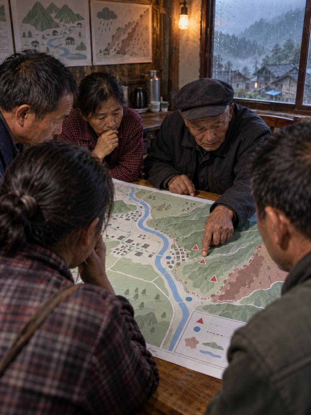 暴雨真来了，你知道离家最近的安置点吗？

防灾地图画得再专业，村民找不到自己家，