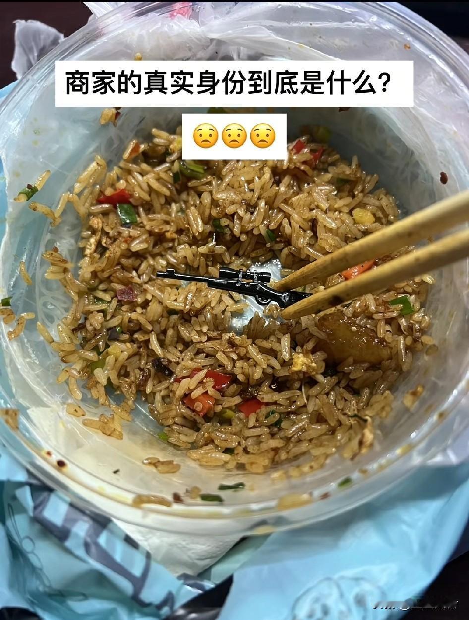 商家的身份到底是什么？问也不敢问，炒饭里混进了一些狠货，如果给差评，会有什么后果