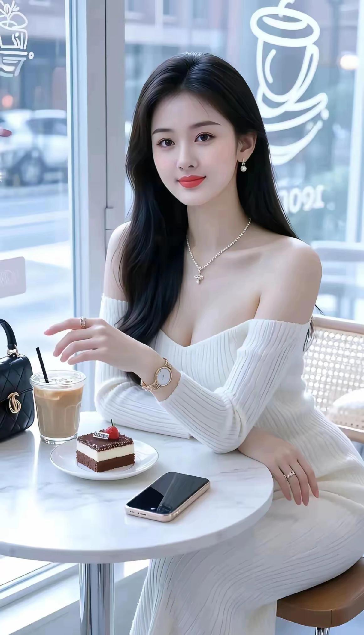 静坐窗前，茶香满怀，气质美女！。