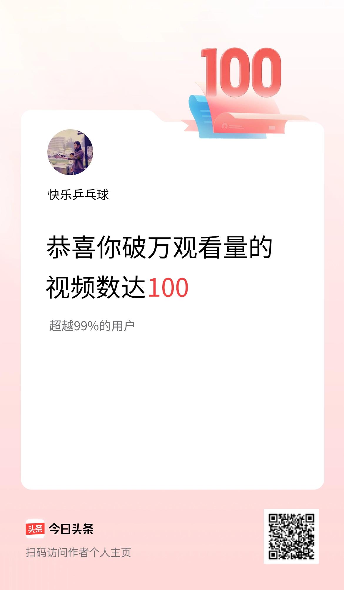 我在头条有100条视频播放量破万了！