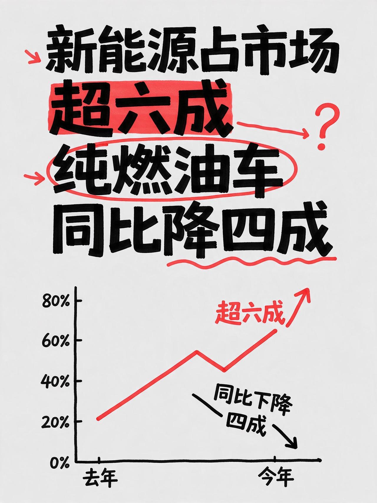 8月新能源零售渗透率达65.2%，油车只剩下34.8%，如果去掉混动，纯燃油的数