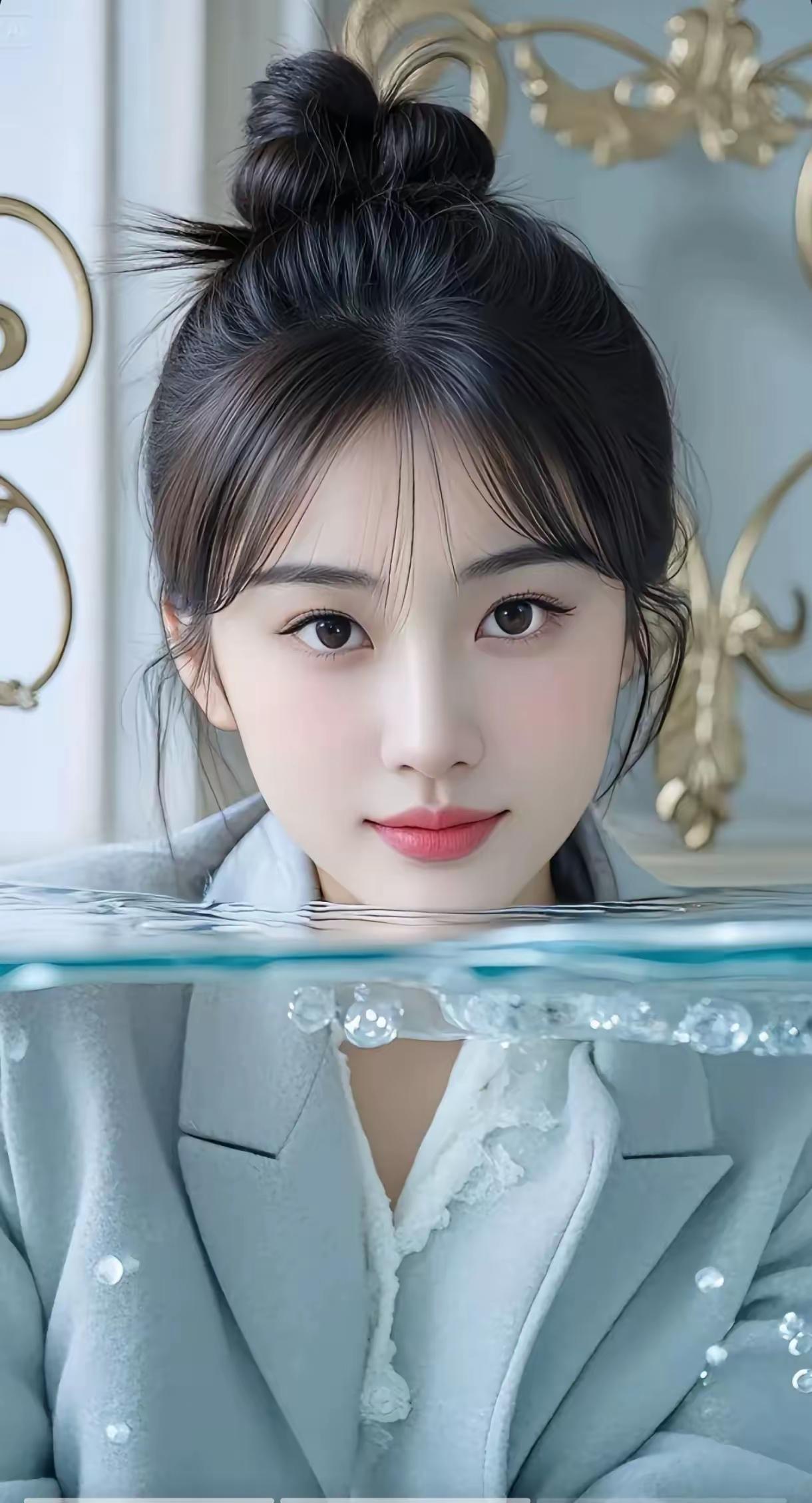 水中仙子影，镜里美人容。