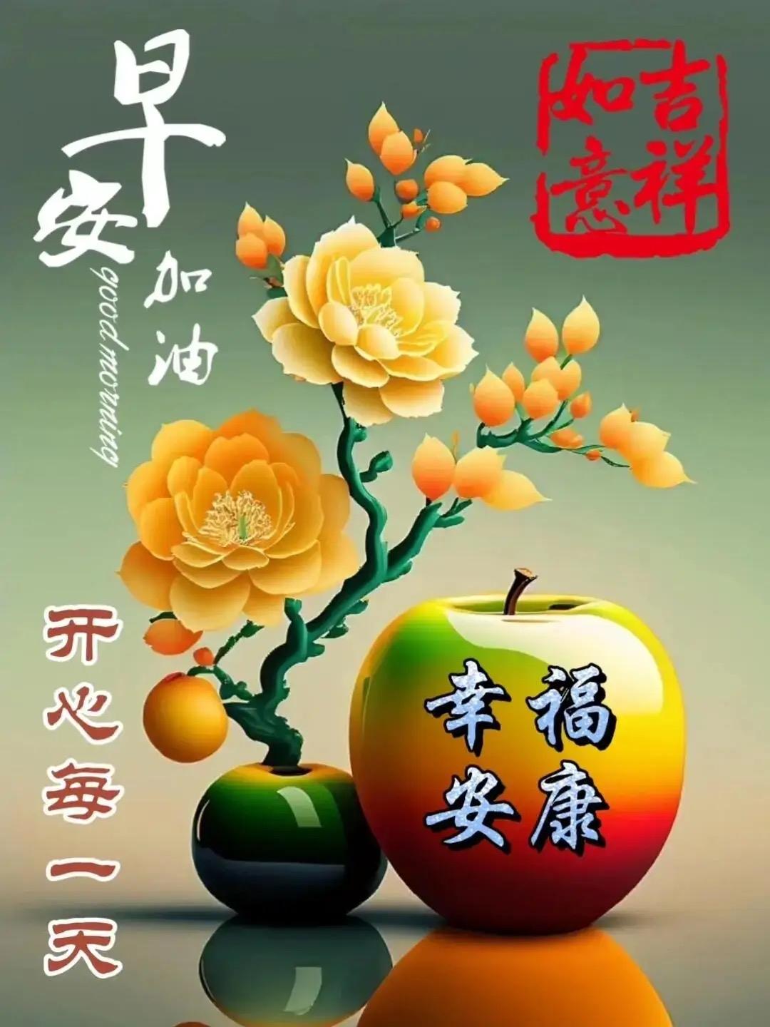 清晨起来迎曙光
打开福门迎吉祥
出门事事都顺利
进门处处福满堂
开心快乐每一天