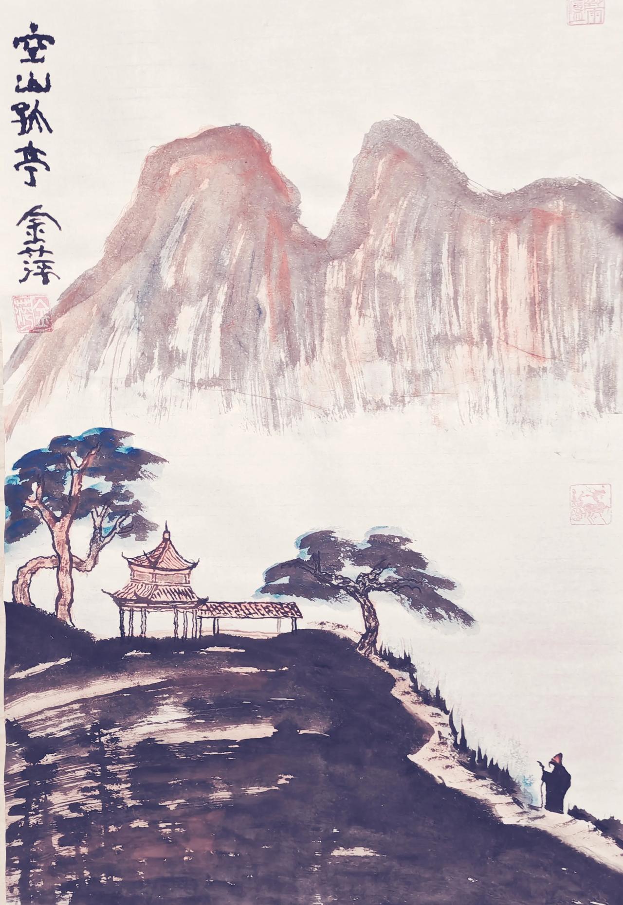 古木森然云苍茫，
深山幽谷有客藏，
污浊世界不忍看，
满林风雨送斜阳。