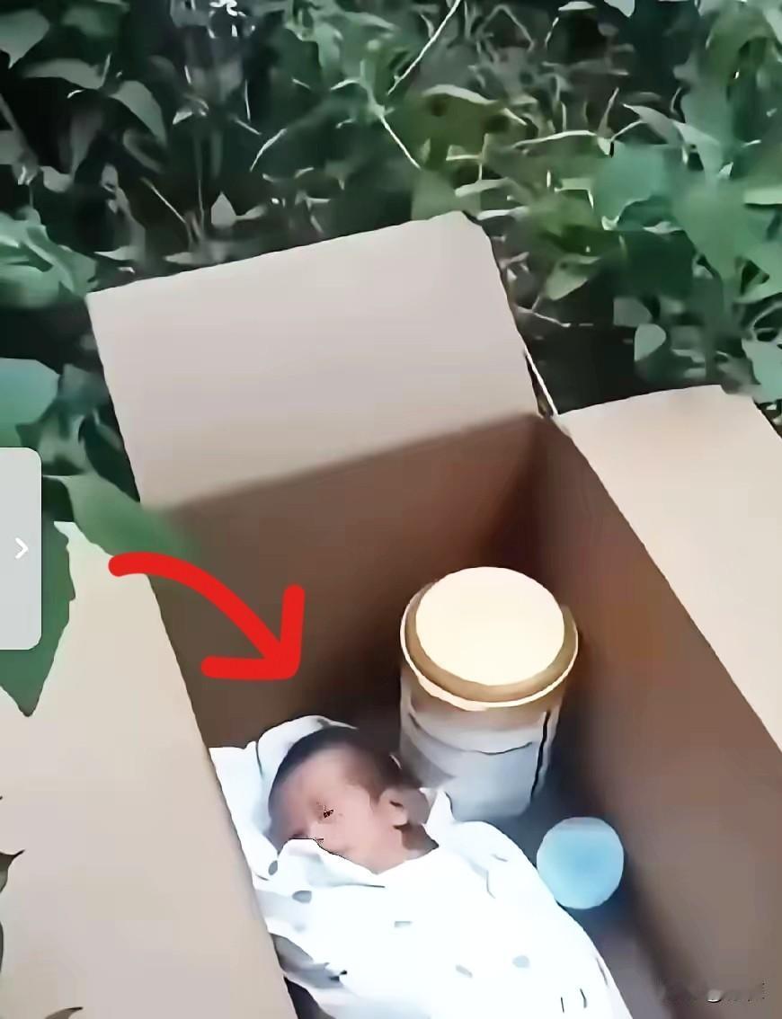 泪目！
南京江宁的路边绿化带，
一个纸箱靠在护栏根，里面缩着个小婴儿，身上就一块