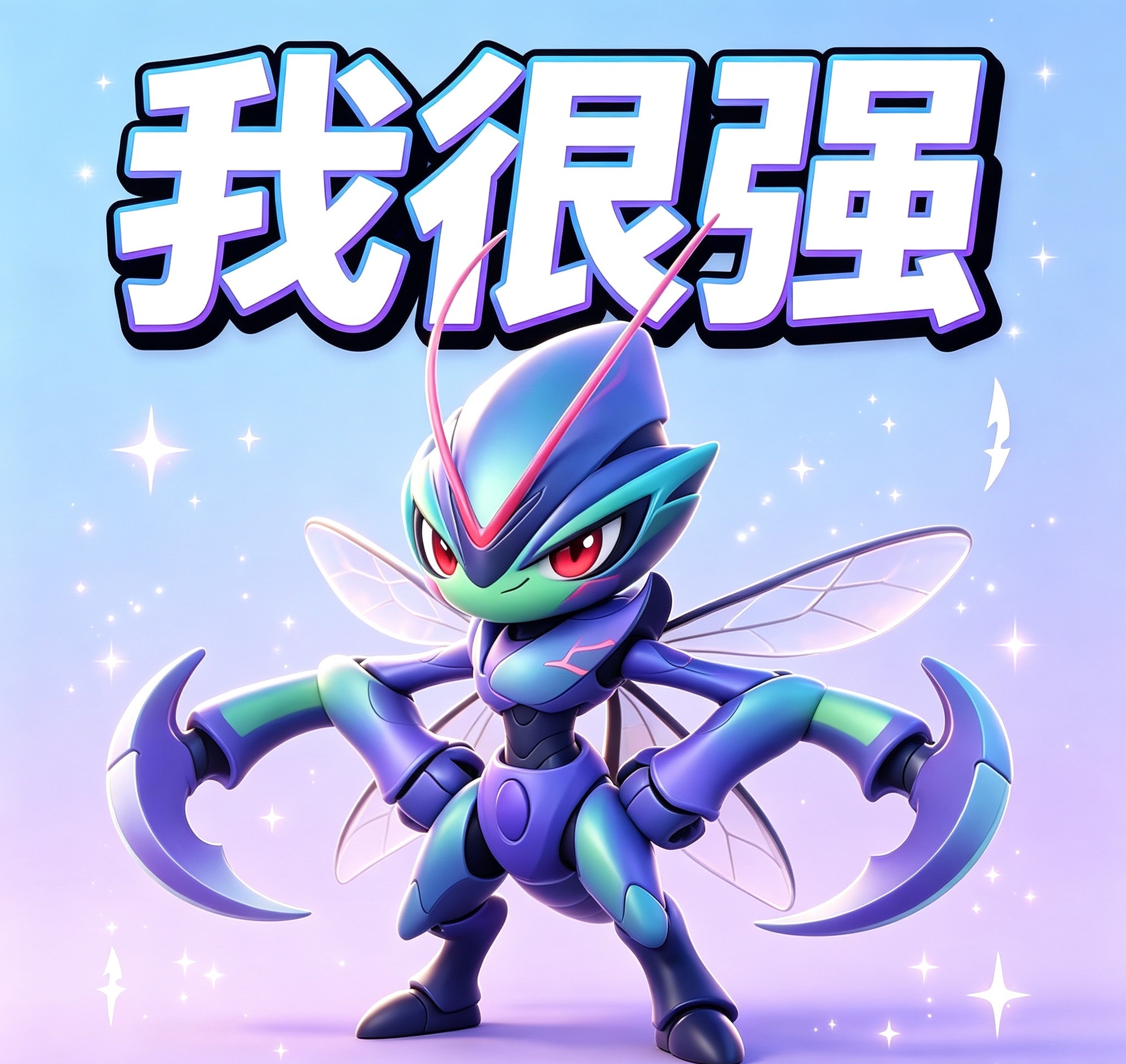 伊莫伊莫握爪测试夏日游趣狂欢季萃刃螳螂，帅就完了边修图边给螳螂配字：别催，在磨刀