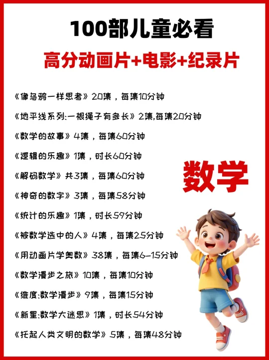 央视推荐：100部高分动画片+电影+纪录片✨