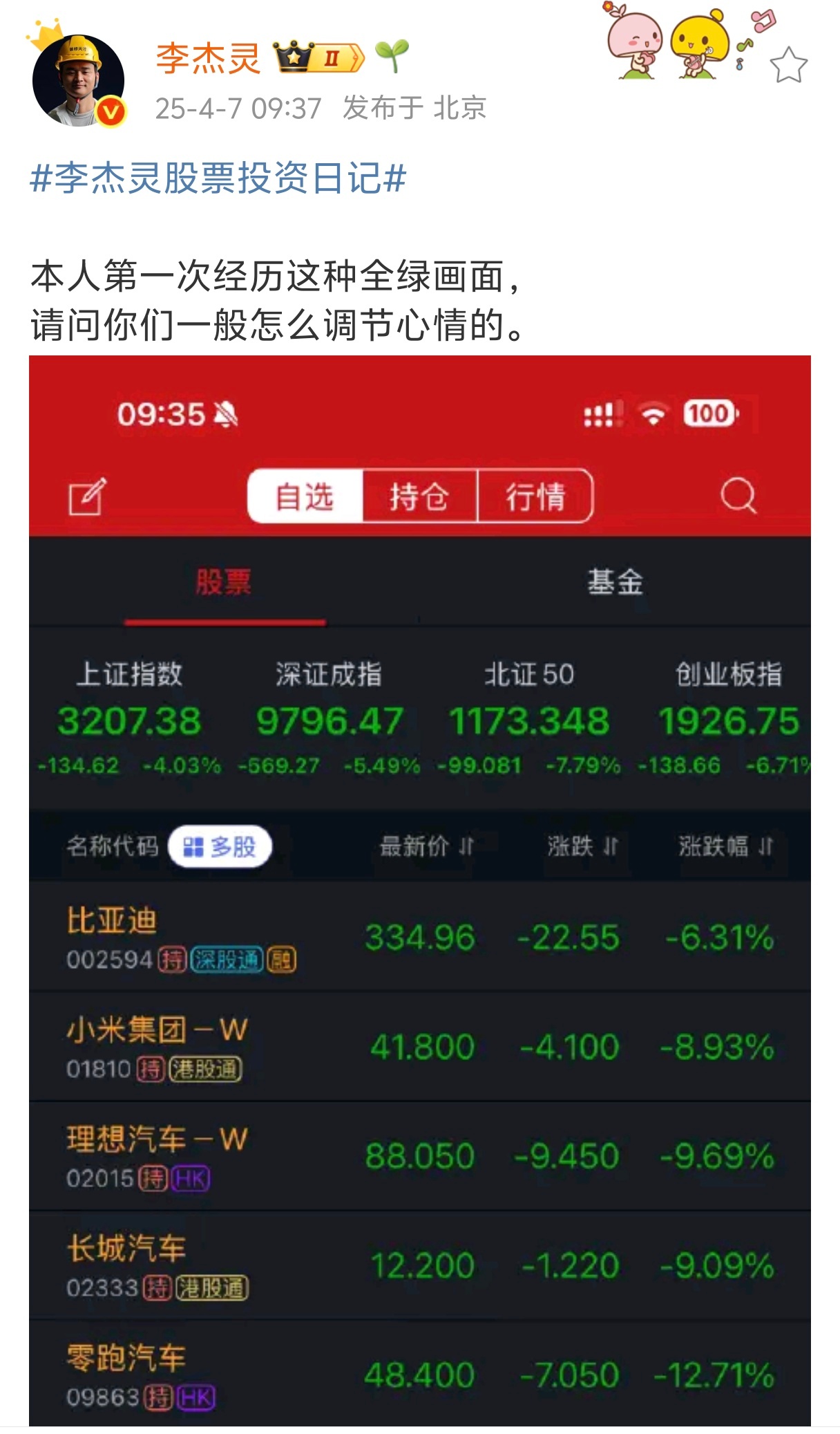 熔断 看到这个词，在看到杰灵的入市日记，这难道是巧合嘛？哥哥，股市你怎么看？ ​