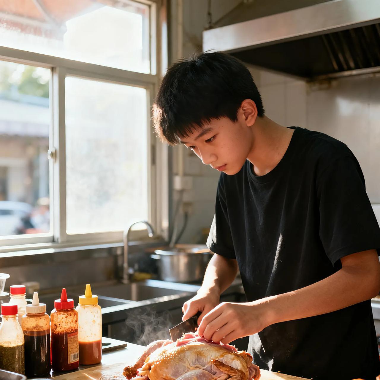 16岁烤鸡少年日入过万！哪有捷径，全是硬扛
 
深圳16岁小伙烤鸡日入超1万，6