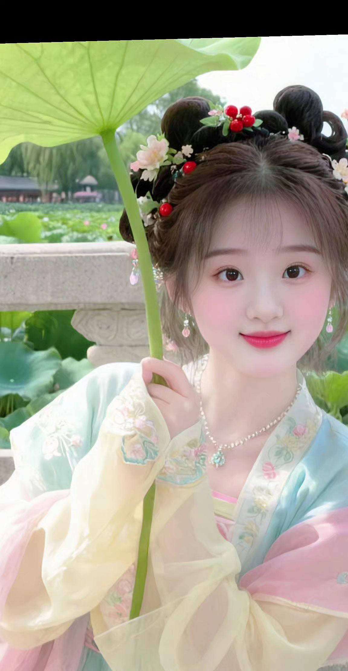 原来穿上古装也可以这么美 荷花 汉服小姐姐 荷花池畔 抖音玩法合伙人计划