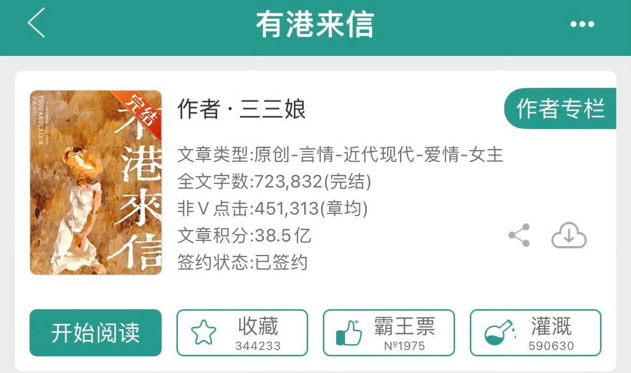 小说推荐：《有港来信》 作者:三三娘简评：内地大牌女星vs香港顶级太子爷，契约恋