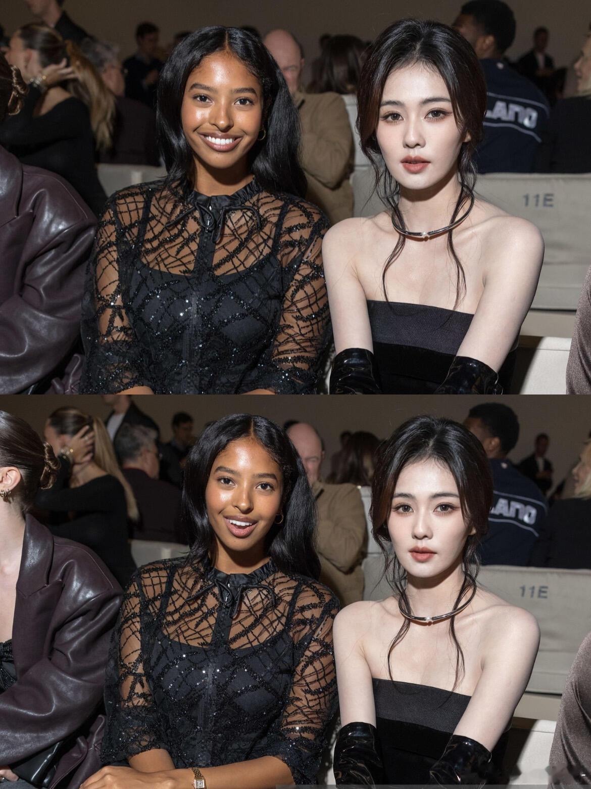 白鹿和科比大女儿同框看秀 ​​​