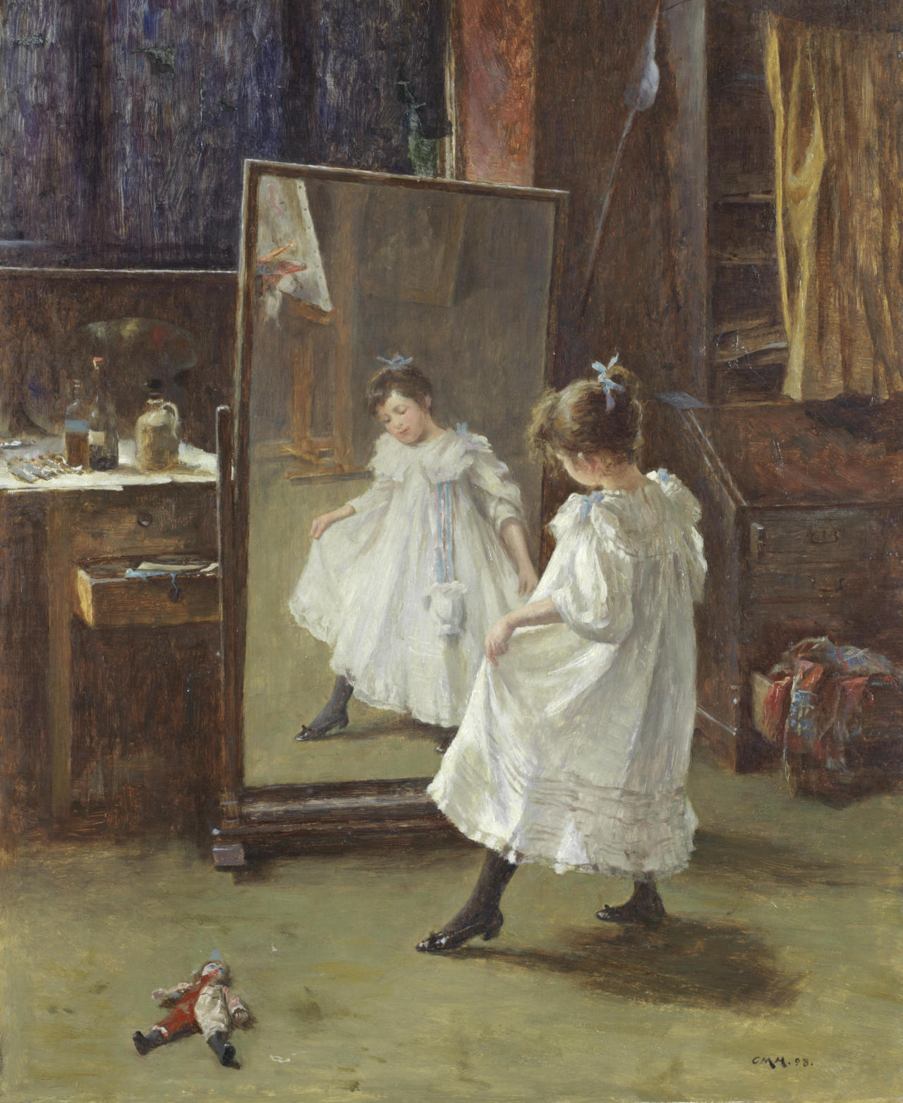 工作室的镜子，1898年，苏格兰画家Charles Martin Hardie 