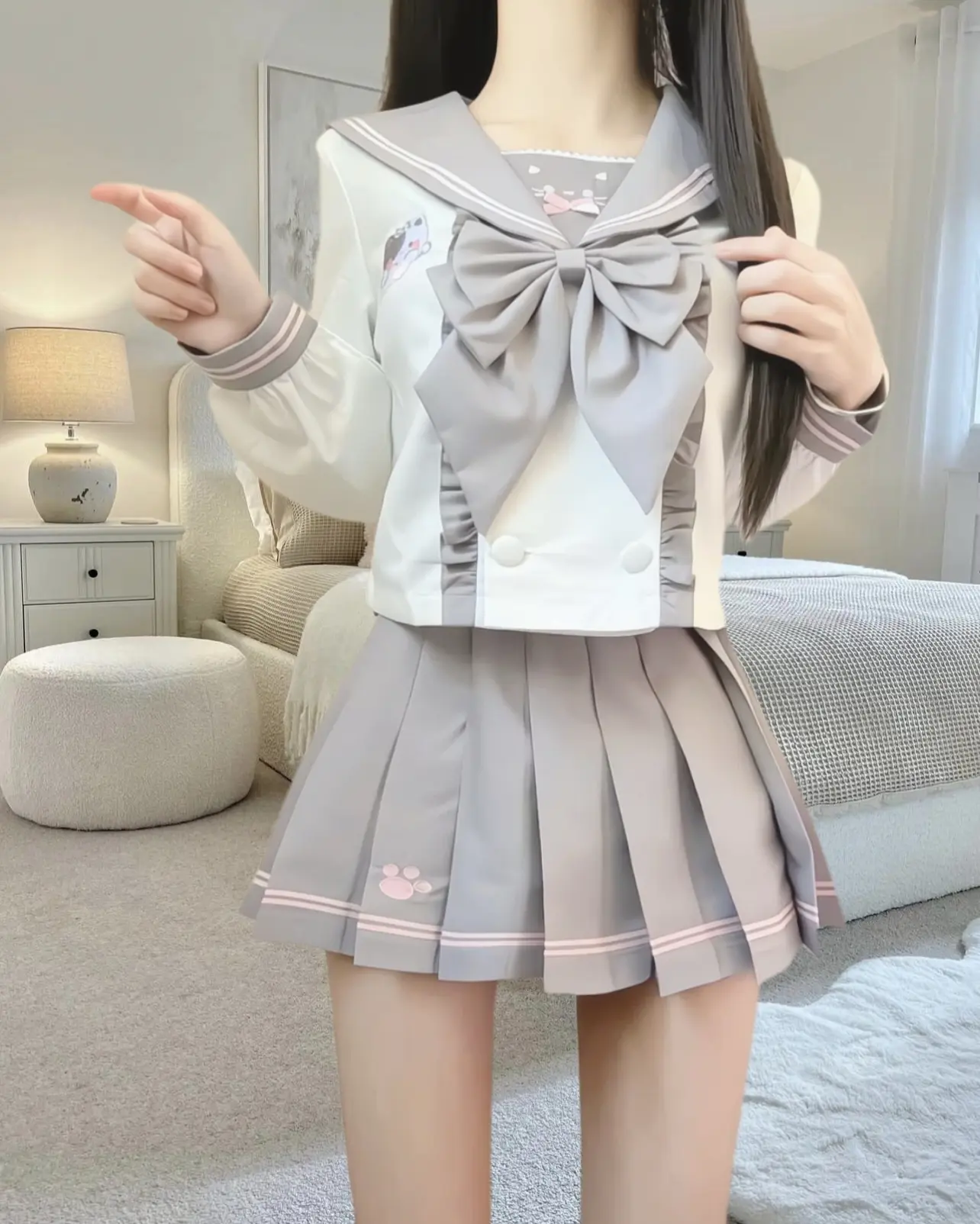 女大学生 学院风 甜妹穿搭 jk