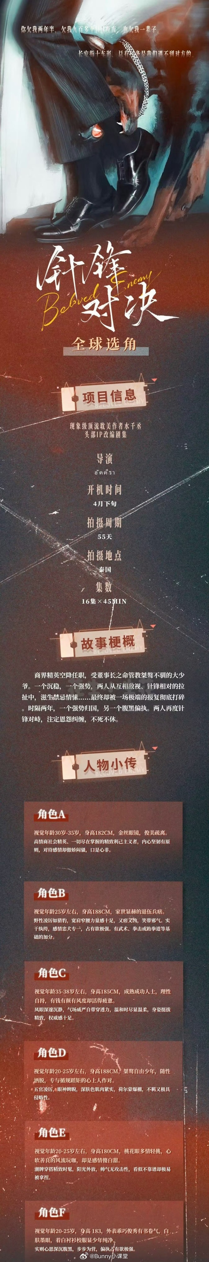 水千丞的《针锋对决》也要影视化了，即将在泰国拍摄，还是这碗饭好吃😋 