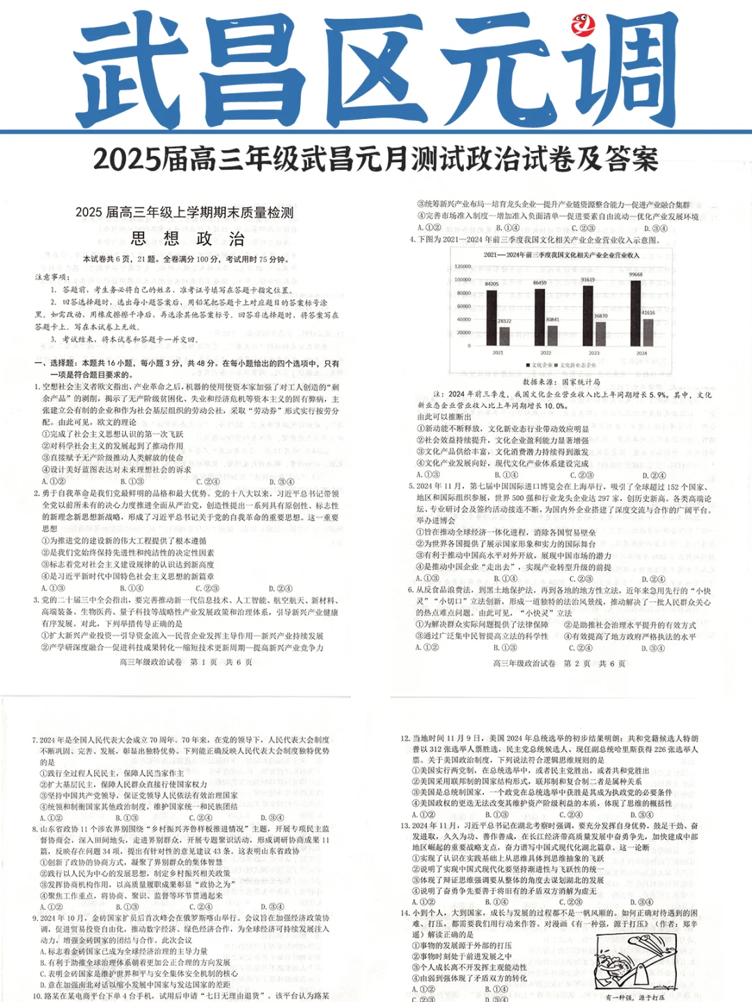 【武昌区高三元月调考】政治试卷及答案