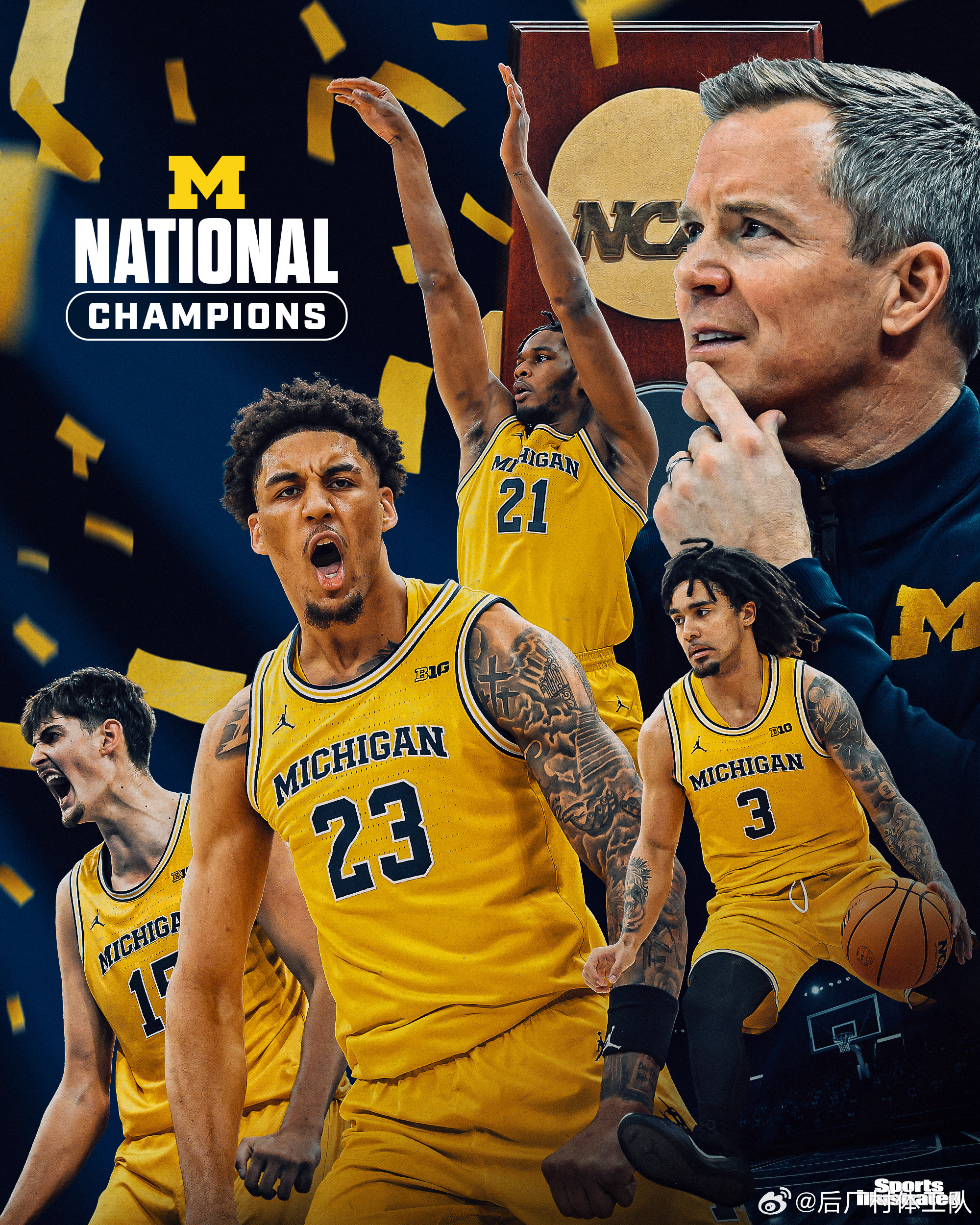 密歇根大学NCAA夺冠 校史第二冠，1989年以来的首冠，恭喜密歇根大学！康涅狄