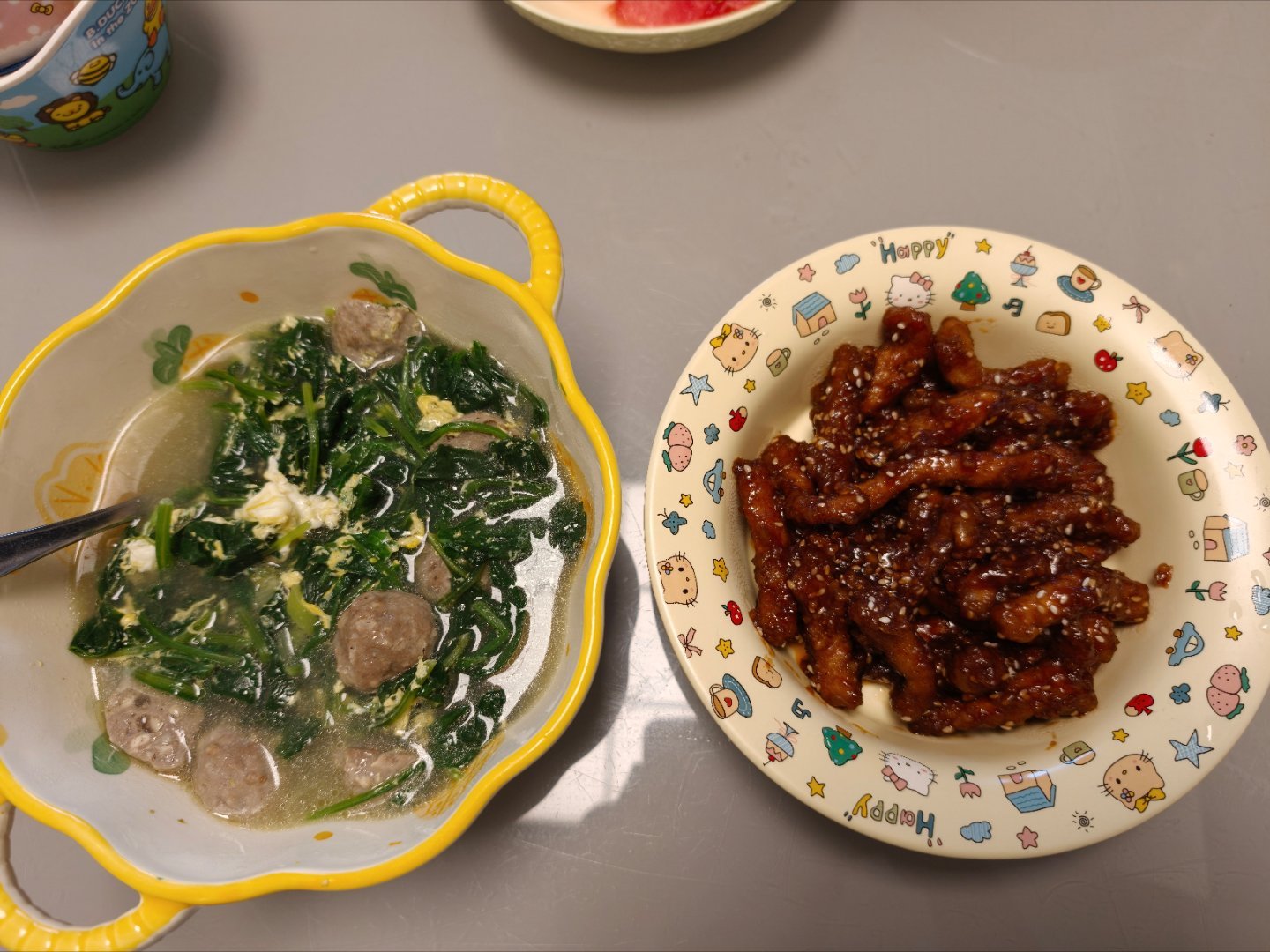 糖醋里脊菠菜汤开整 