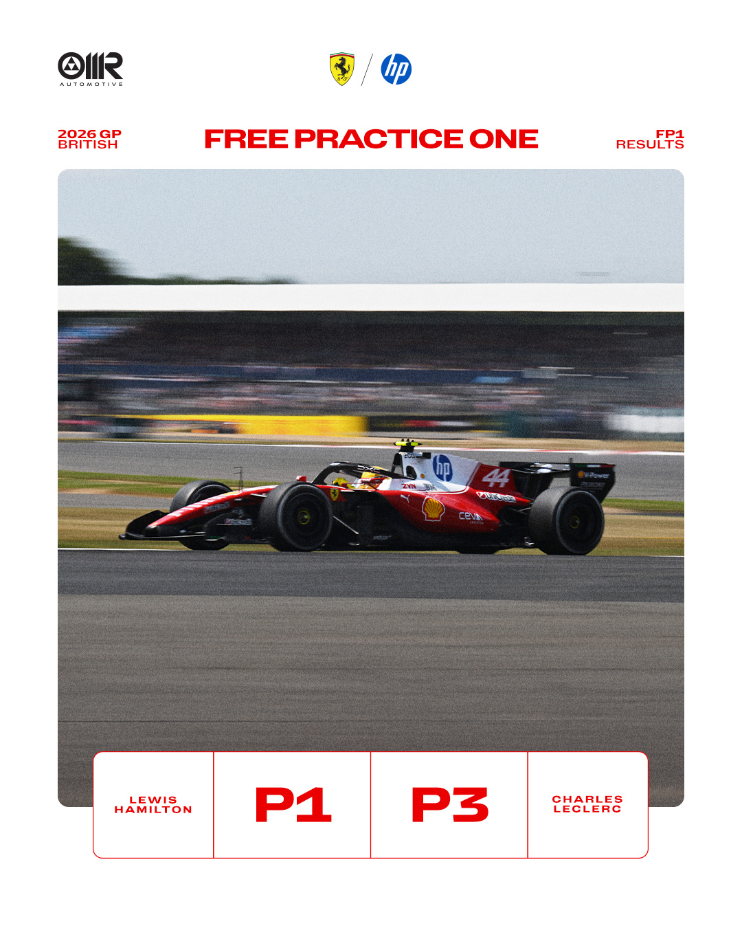 2026赛季F1英国🇬🇧大奖赛 FP1结束🔚主场作战的法拉利车队车手汉密尔