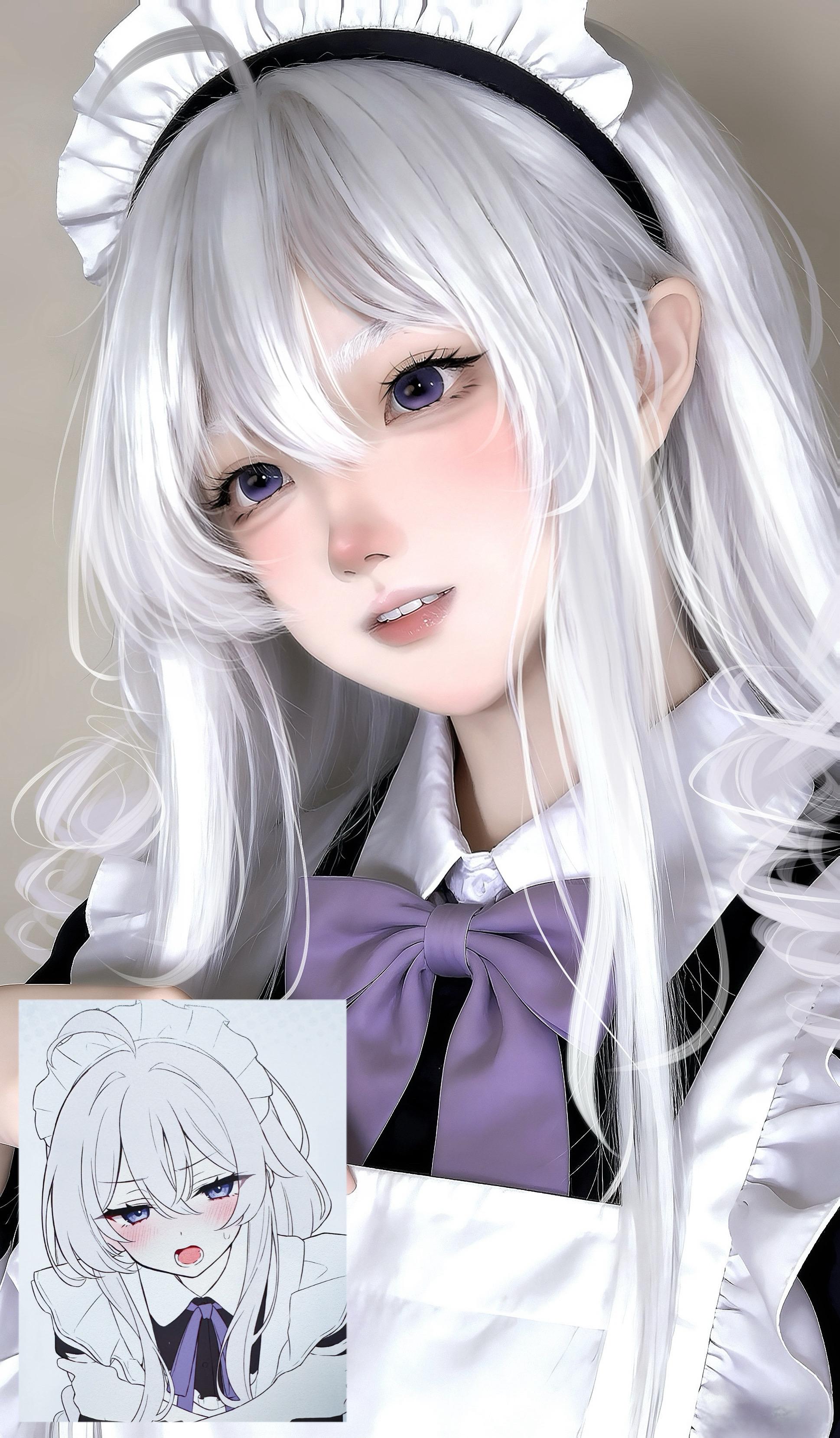 紫白色系的女仆伊💜🤍。
