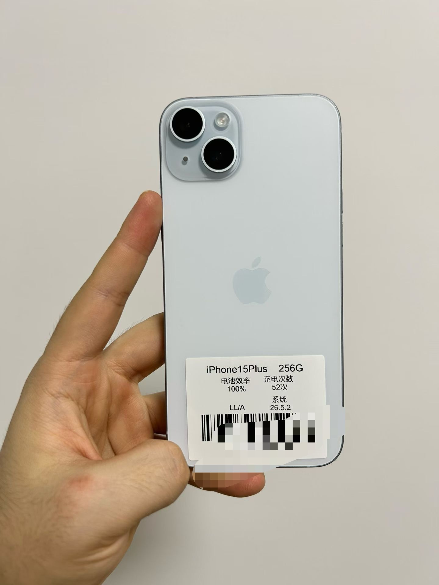 美版无锁iPhone15Plus 256G，电池效率100%，充电52次的靓机，