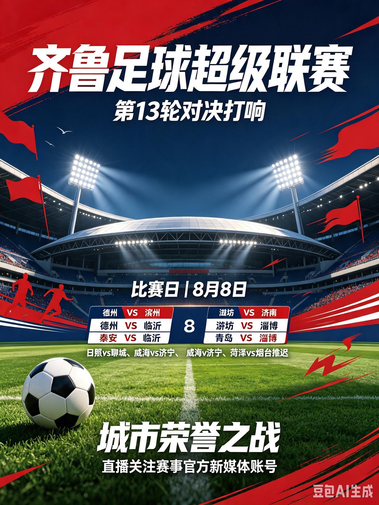 齐鲁足球超级联赛第13轮多场对决打响！
   8月8日山东齐鲁足球超级联赛第13