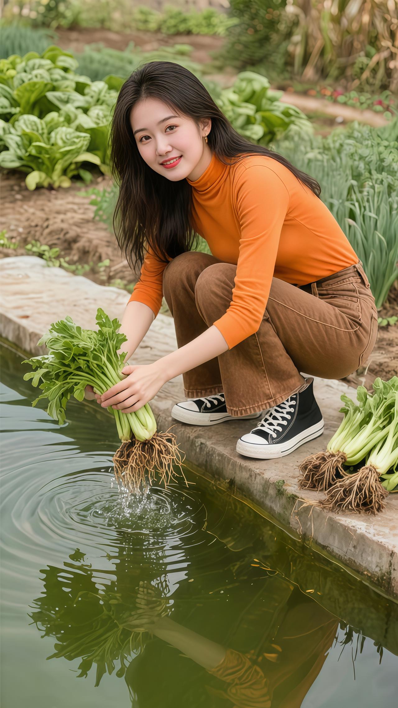我的农村生活 甜系女孩  田园生活乐趣多 摘菜