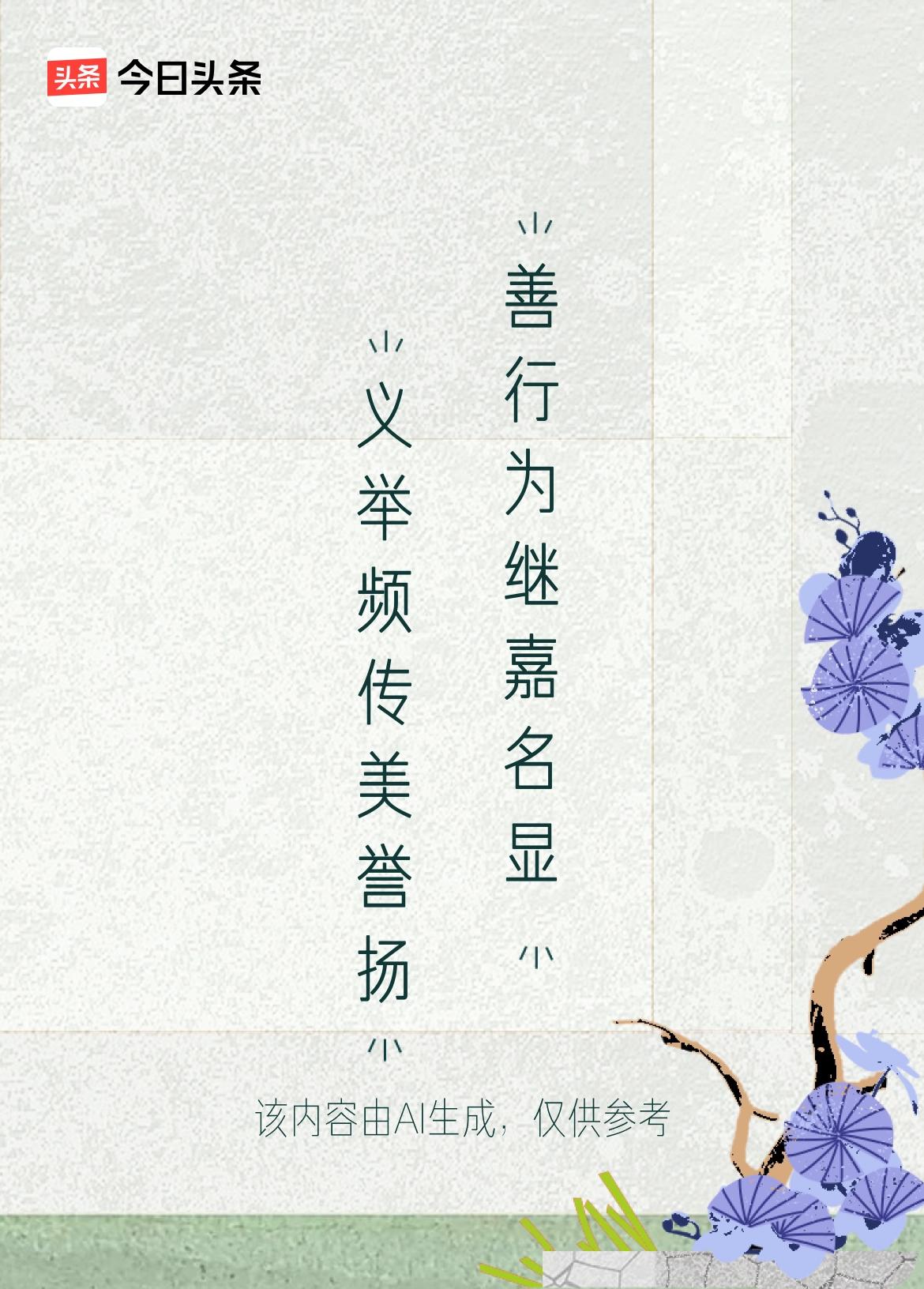 文学创作大会 文学创作大会上，上联“义举频传美誉扬”和下联“善行为继嘉名显”对仗