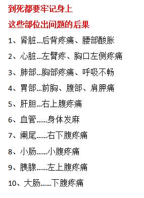 身体各部位反应的情况。身体会提前告诉你的情况